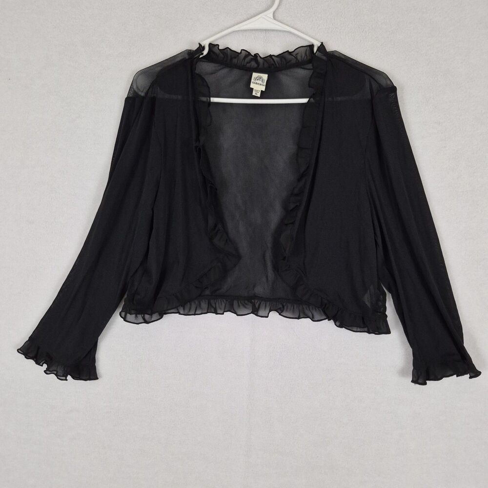Sangria Black X Large Ruffled Sleeve Sheer Cover Up Cardigan Whimsigoth Romantic - Picture 4 of 13
